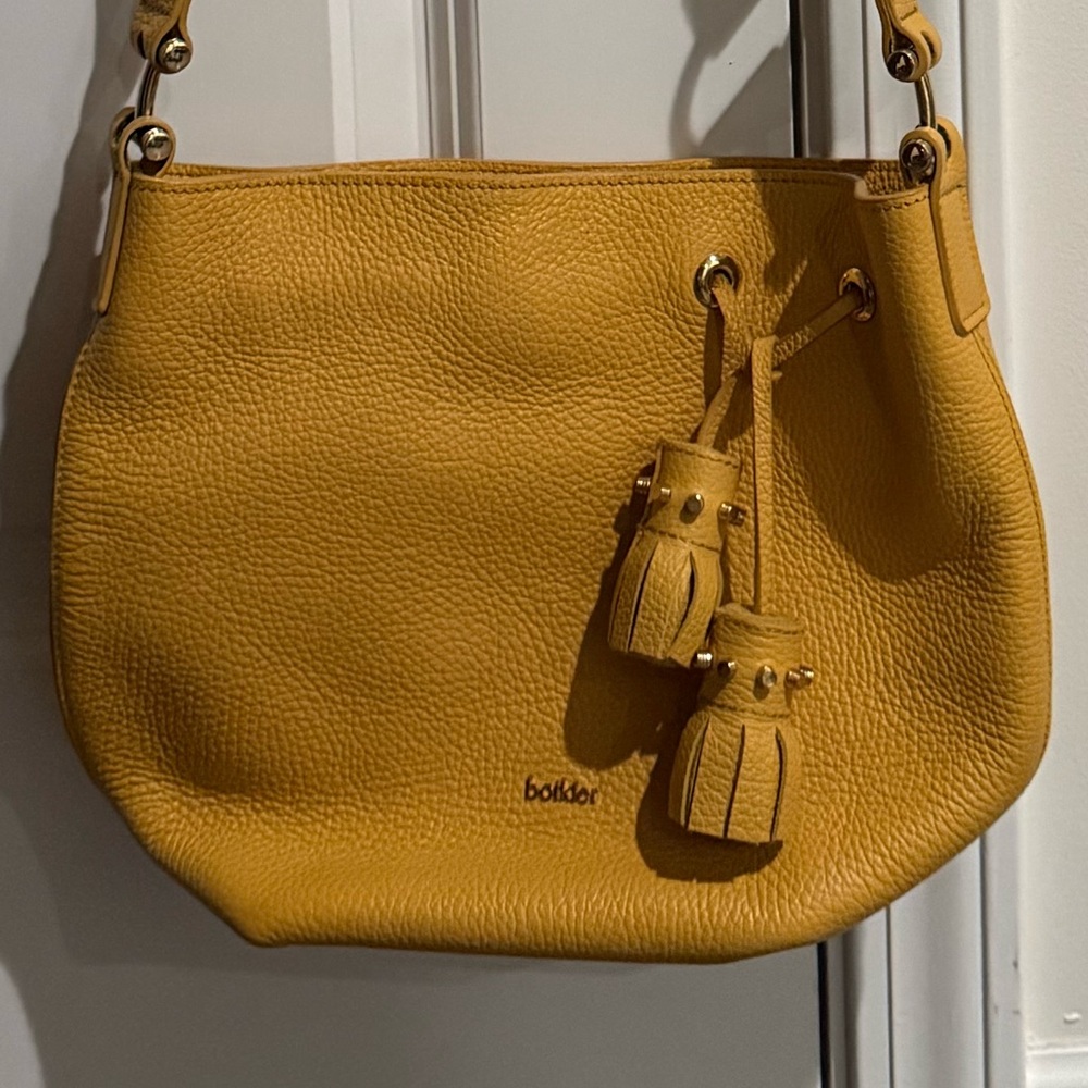 Botkier Pebbled Leather Drawstring Bucket Crossbody Bag with Tassels & Dust Bag